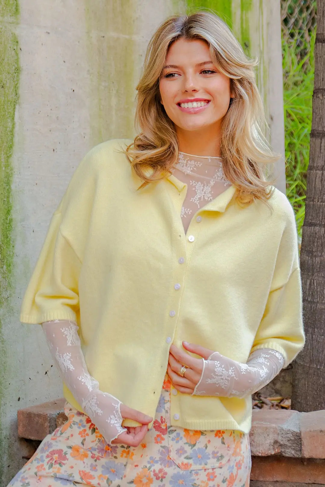 Solid Button Down Half Sleeve Cardigan by ee:some