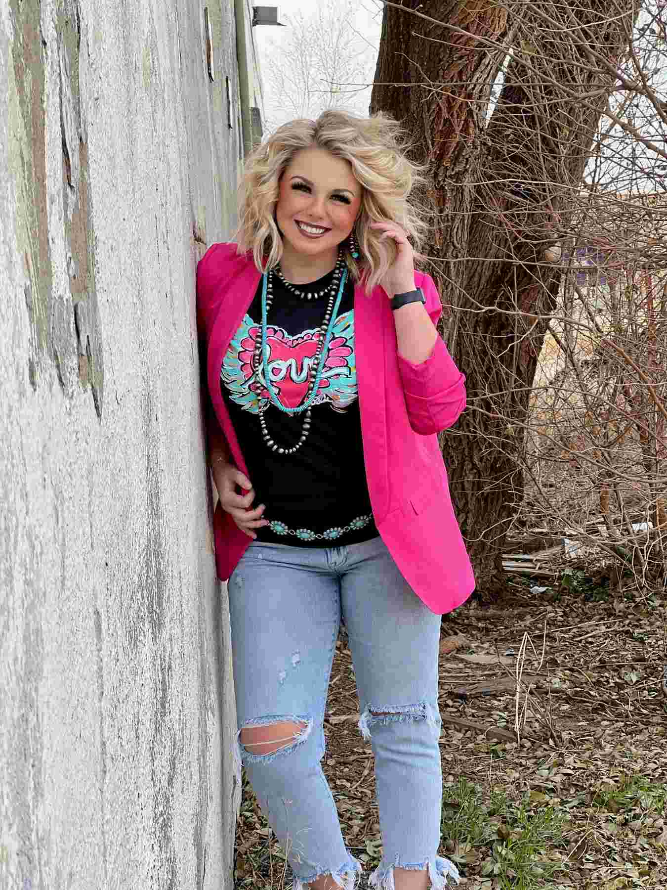 Love Heart Tee on Charblack by Texas True Threads