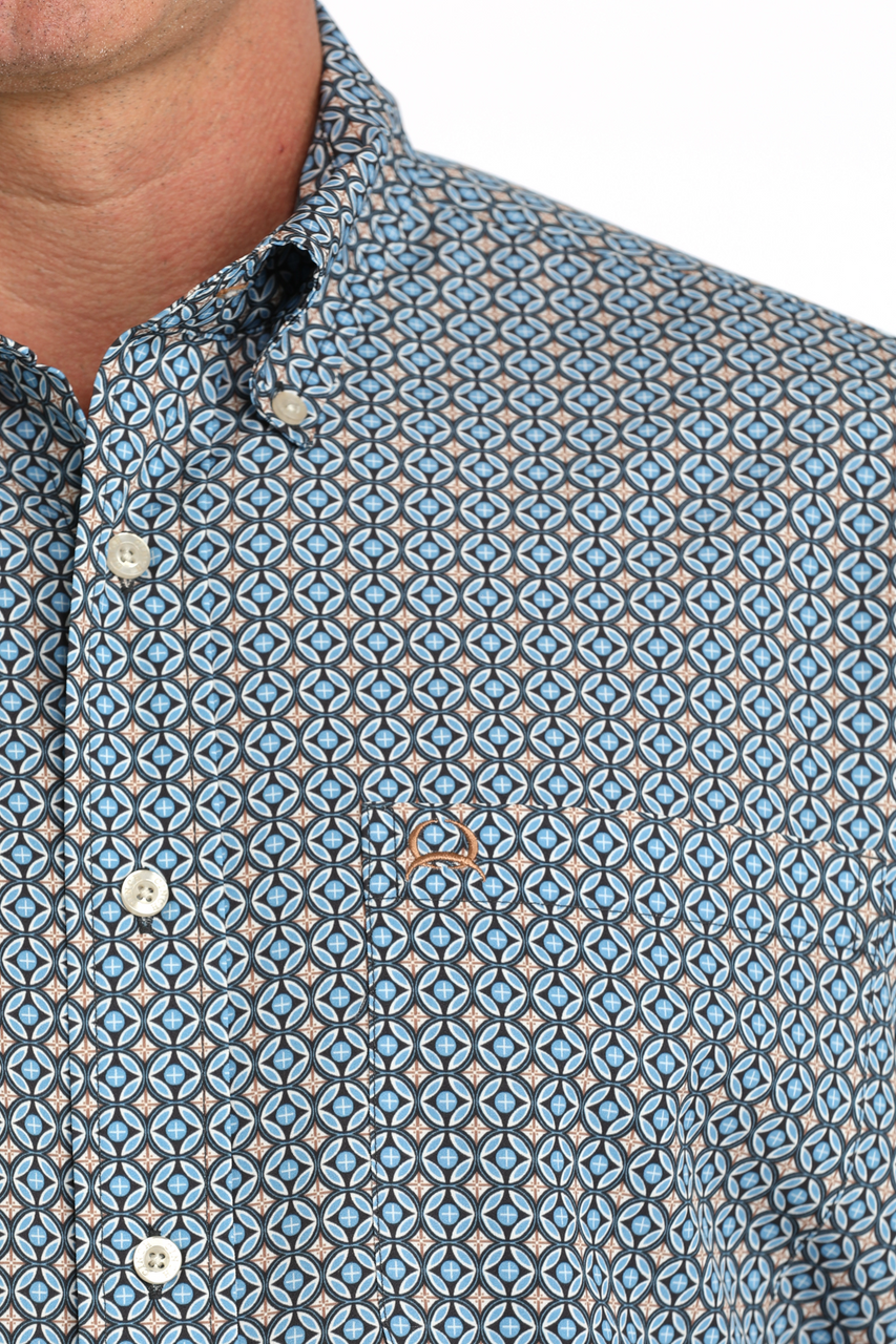 Mens Short Sleeve Blue Print ArenaFlex by Cinch