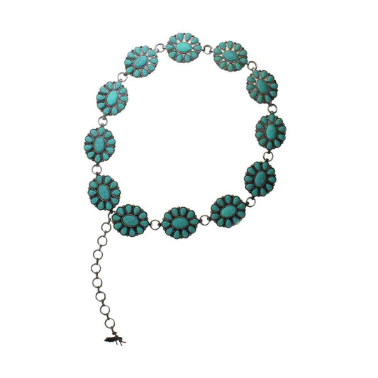 Angel Ranch Ladies Flower Concho Turquoise 2" Belt