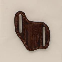 Ariat Leather Pancake Knife Sheath Embroidered Flag Brown