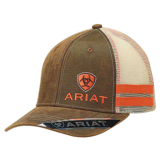 Ariat Men's Ball Cap Snapback Brown with Orange
