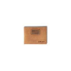 Ariat Mens Bifold Wallet Flag Patch Logo Medium Brown