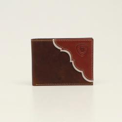 Ariat Mens Bifold Wallet Two Tone Shield Logo Tan by M&F Western