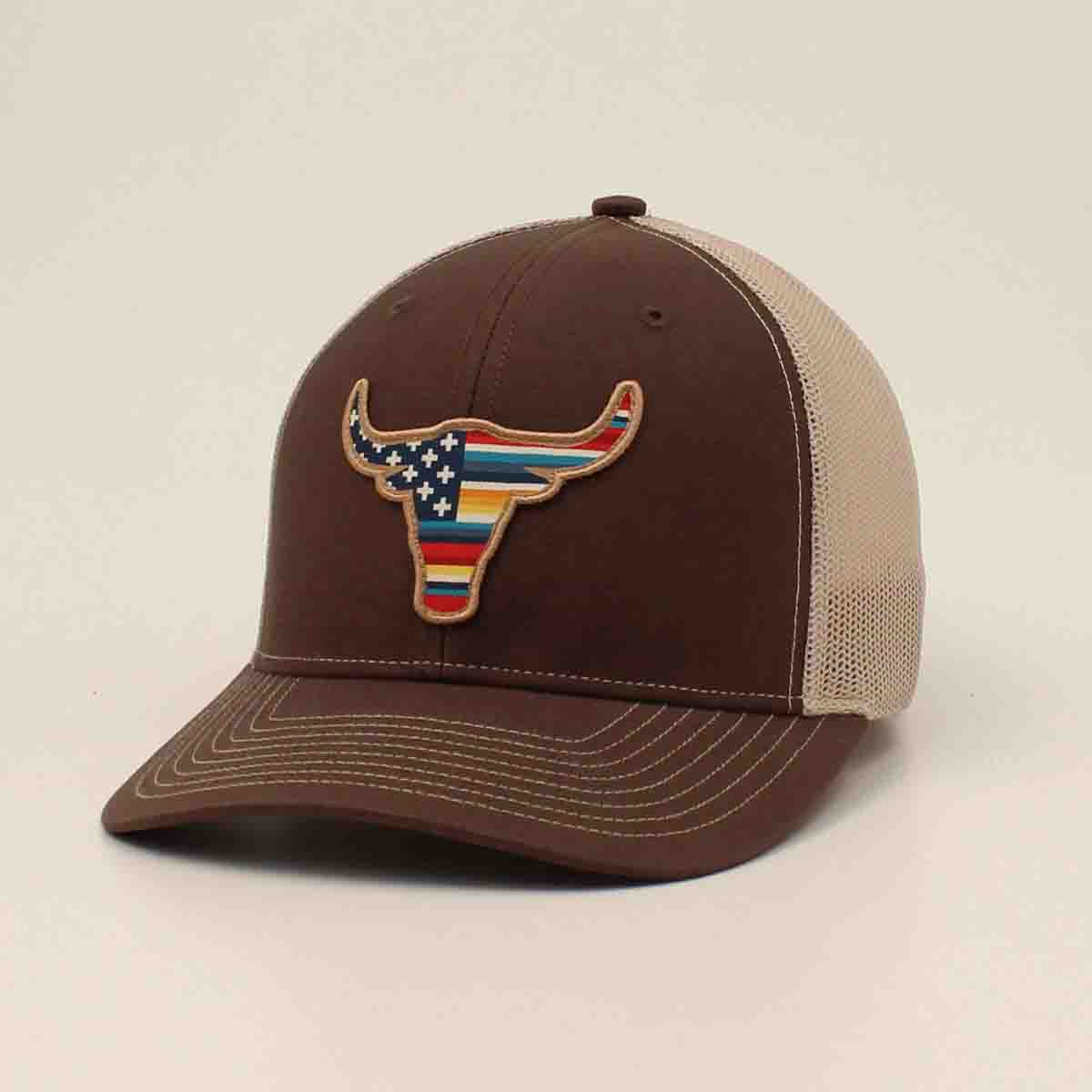 Ariat Men's USA Flag Embroidered Bull Skull Patch