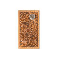 Men's Rodeo Style Wallet Floral Embossing Logo in Natural by Ariat