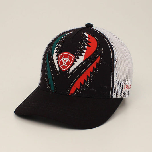 Ariat Black Snap Back Mexico Flag Cap