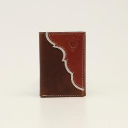 Ariat Mens Trifold Wallet Two Tone Shield Logo Tan by M&F Western