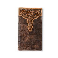 Ariat Rodeo Wallet Croc Floral Embossed Brown by M&F Western