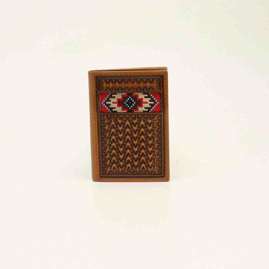 Ariat Men's Trifold Multi Embroidery Inlay Tan Wallet