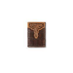 Ariat Trifold Wallet Croc Floral Embossed Brown by M&F Western