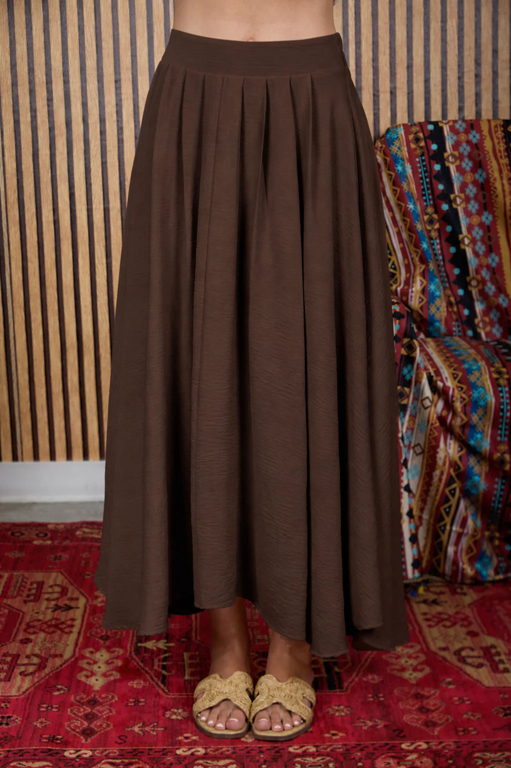 Box Pleated Midi Skirt by blu pepper