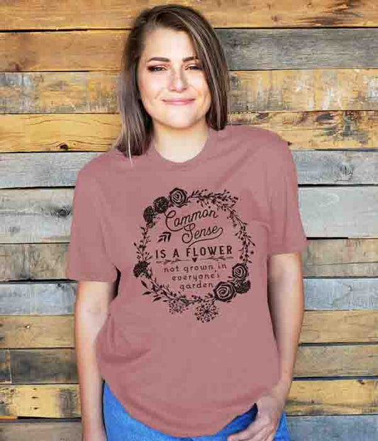 Common Sense Tee in Vintage Mauve by Mason Jar Label