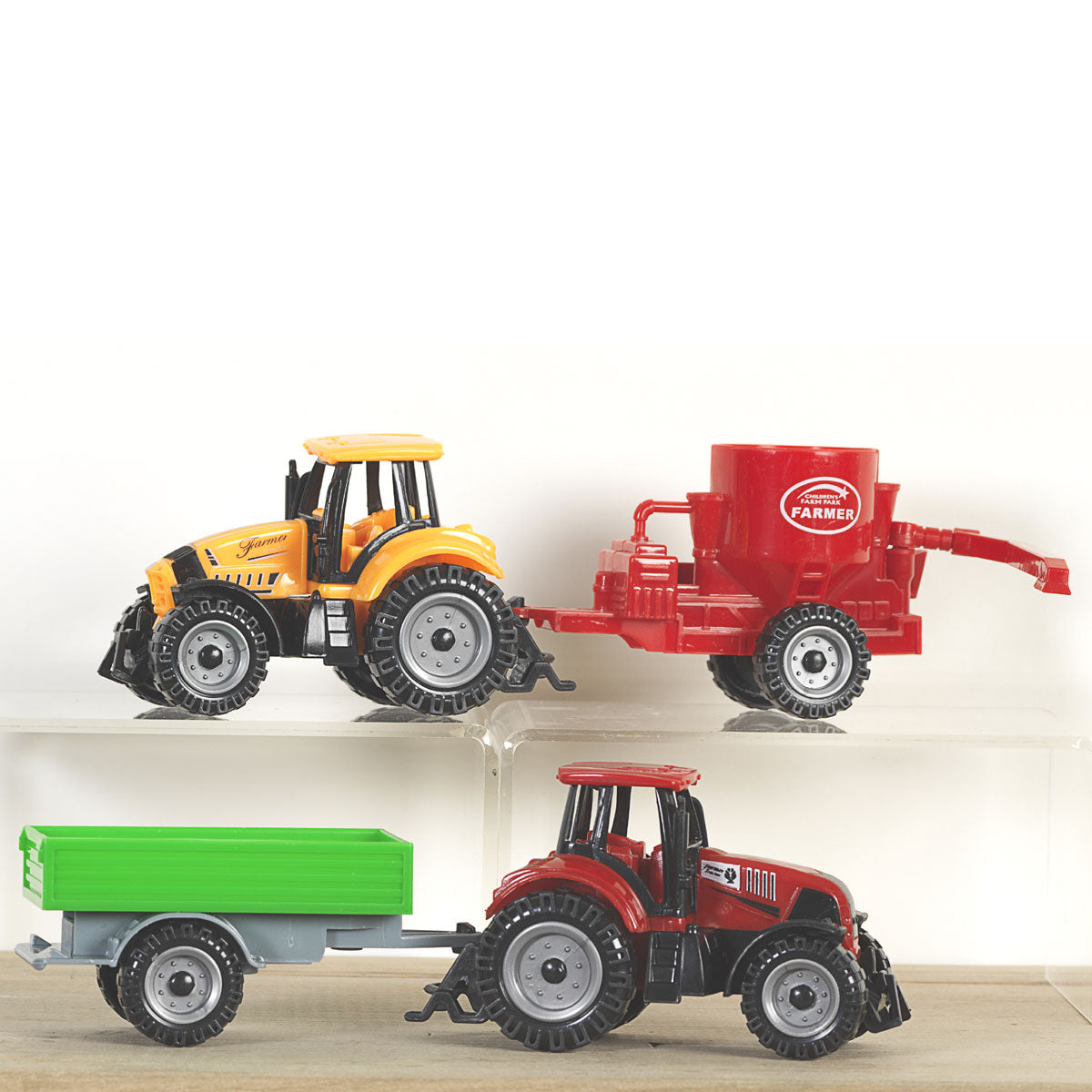 Bigtime Barnyard Set Assorted 2-piece Tractors with Trailers