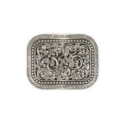 Blazin Roxx Rectangle Belt Buckle Floral Filigree Crystal by M&F Western