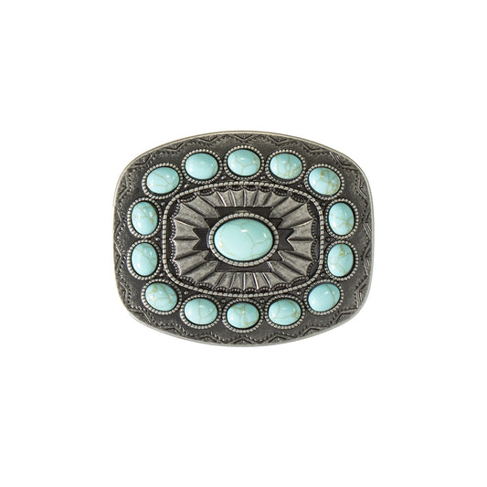 Blazin Roxx Rectangle Buckle Southwest Turquoise Stones