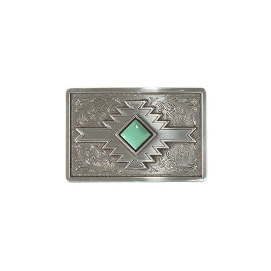 Blazin Roxx Rectangle Buckle Square Diamond Turquoise Southwest