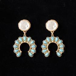 Blazin Roxx Semi Circle Earrings Pearl Turquoise by M&F Western