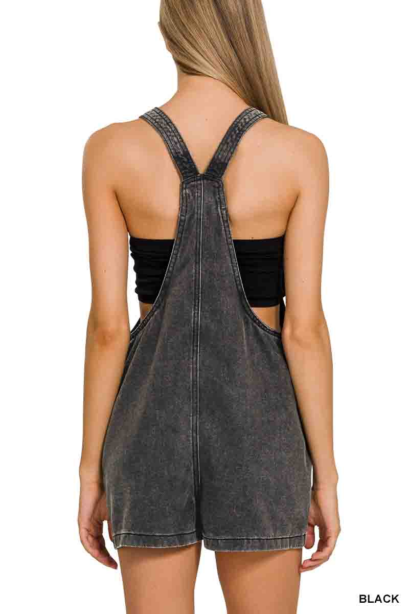 Washed Knot Strap Romper