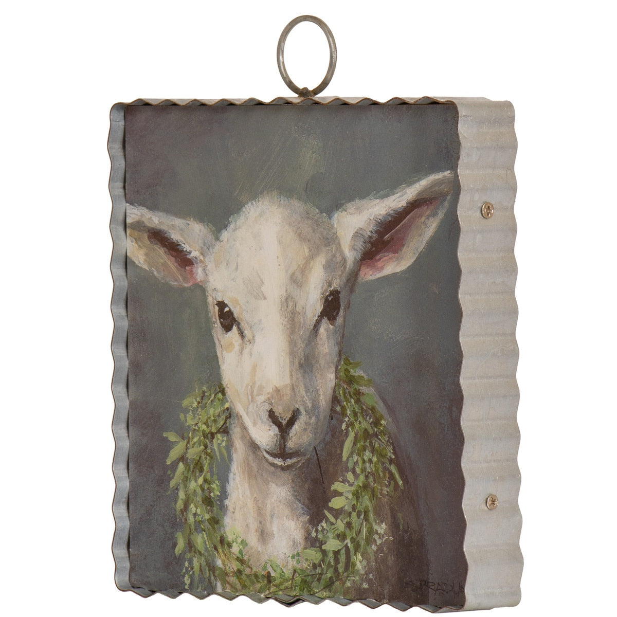 Mini Gallery Lamb with Wreath by The Round Top Collection