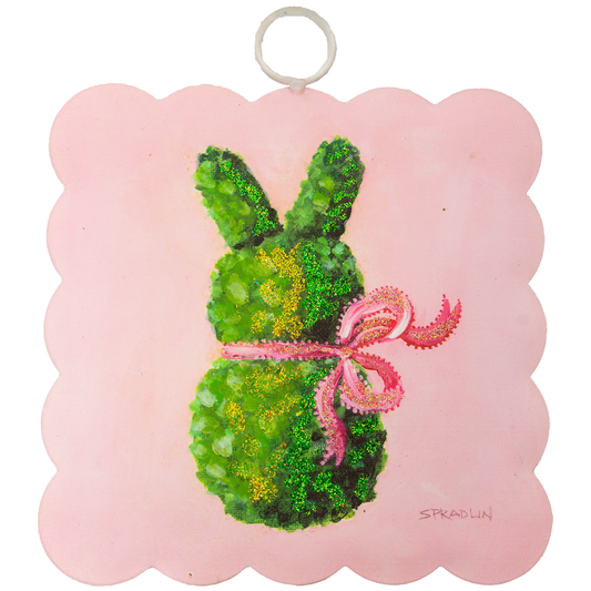 Mini Scallop Art Pink Boxwood Bunny by The Round Top Collection