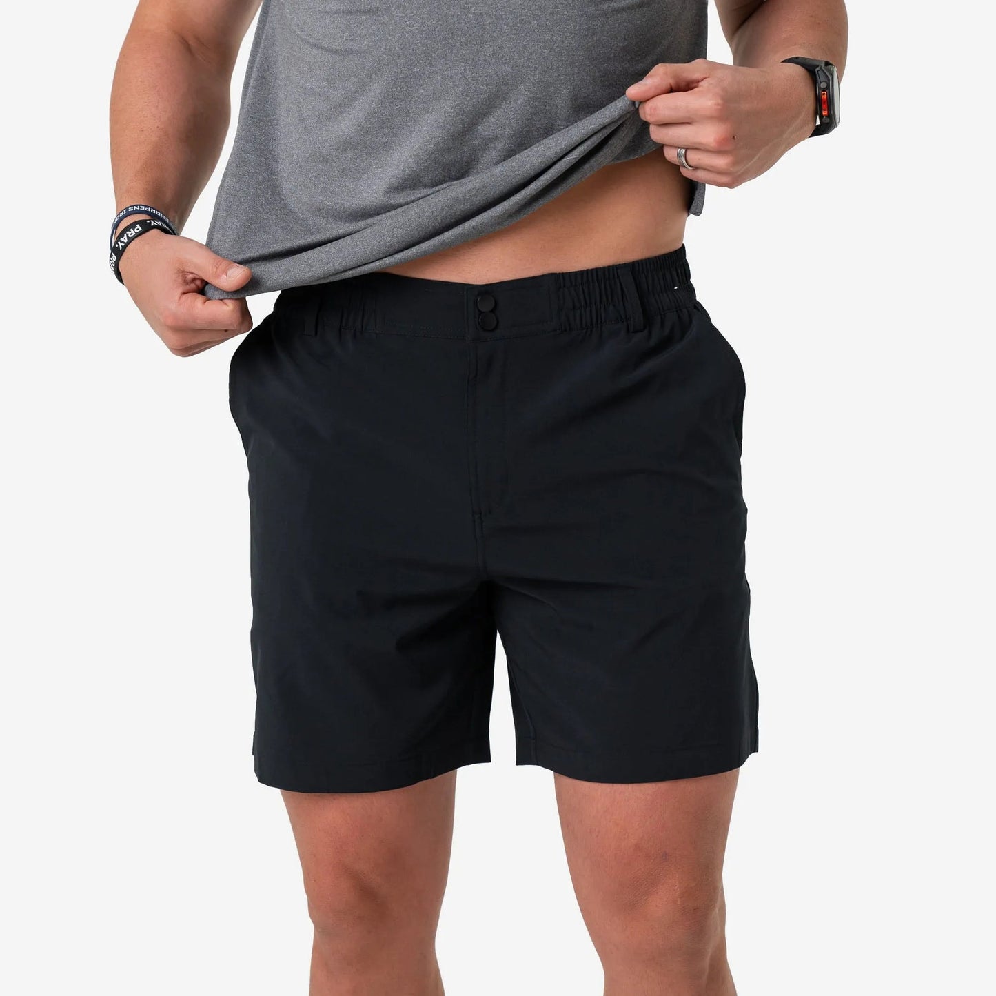 Matte Black Everyday Shorts with Throwback Camo Pocket by Burlebo