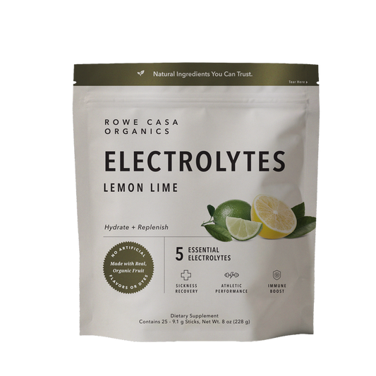 Lemon Lime Electrolytes | 25 Serving Stick Pack by Rowe Casa Organics
