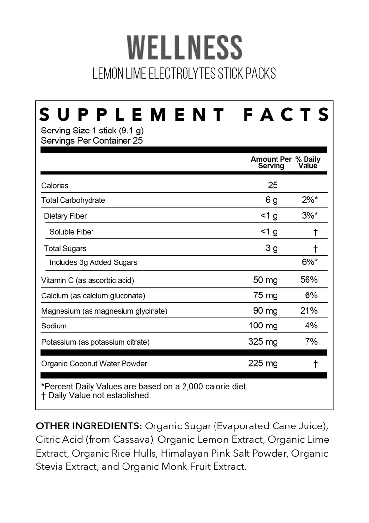 Lemon Lime Electrolytes | 25 Serving Stick Pack by Rowe Casa Organics