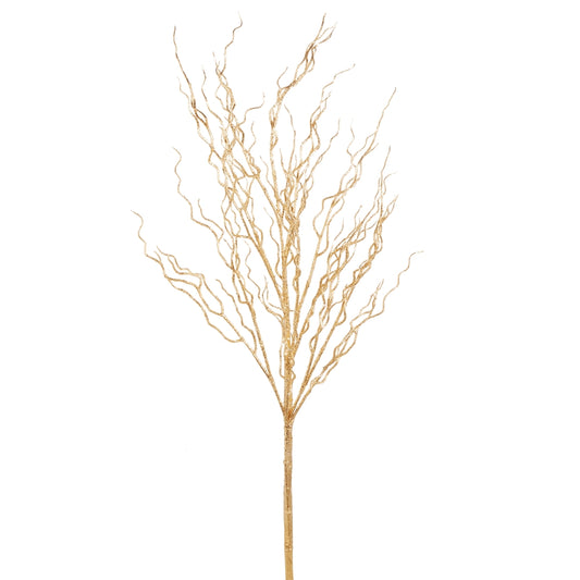 45" Gold Glittered Curly Willow Branch