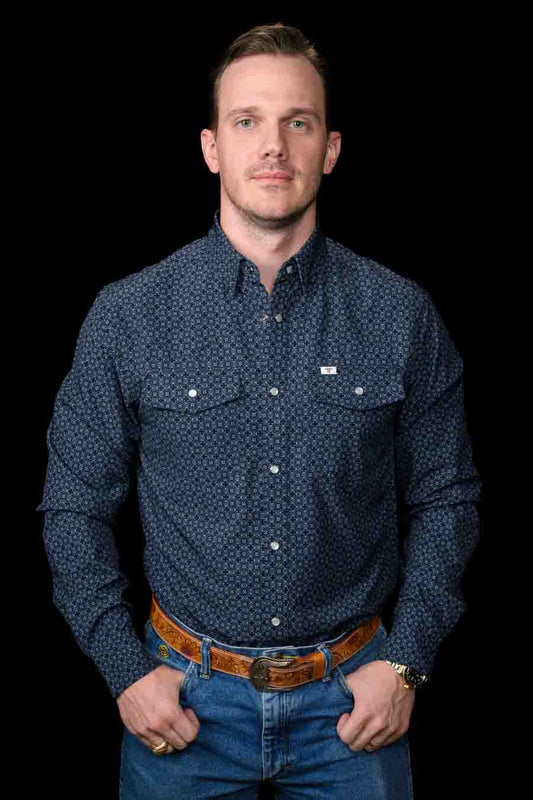 The Silas Long-Sleeve Snap Shirt in Black by Ferrell