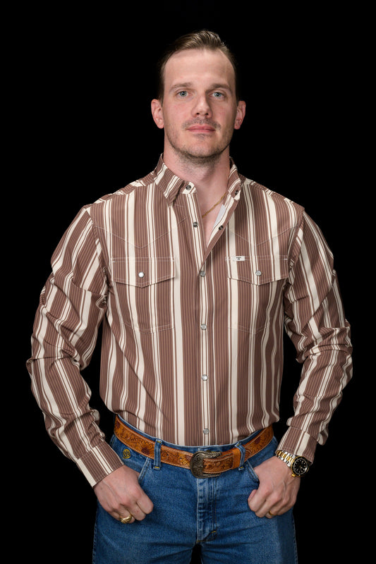 The Atlas in Brown- Long Sleeve Snap Shirt