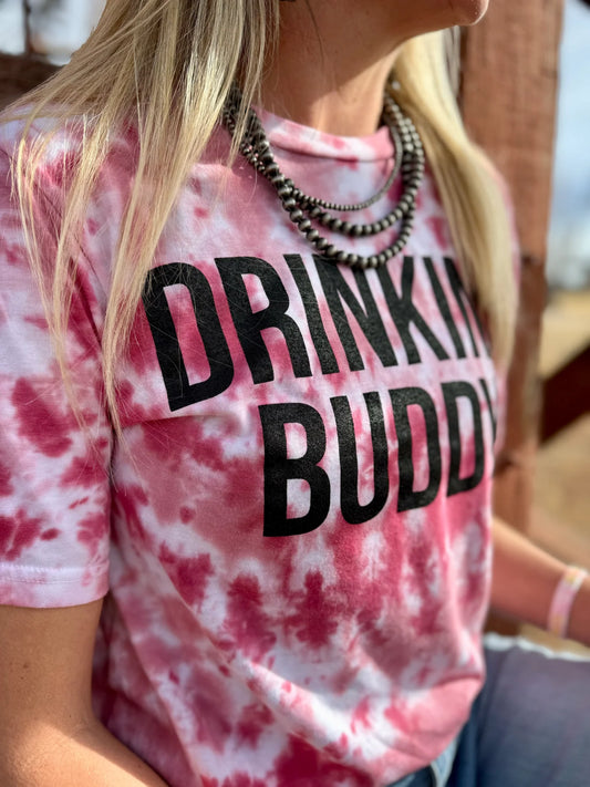 Drinking Buddy Tee in Red Tie Dye by Texas True Threads