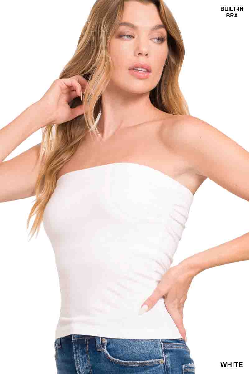 Cotton Tube Built-in Bra Top