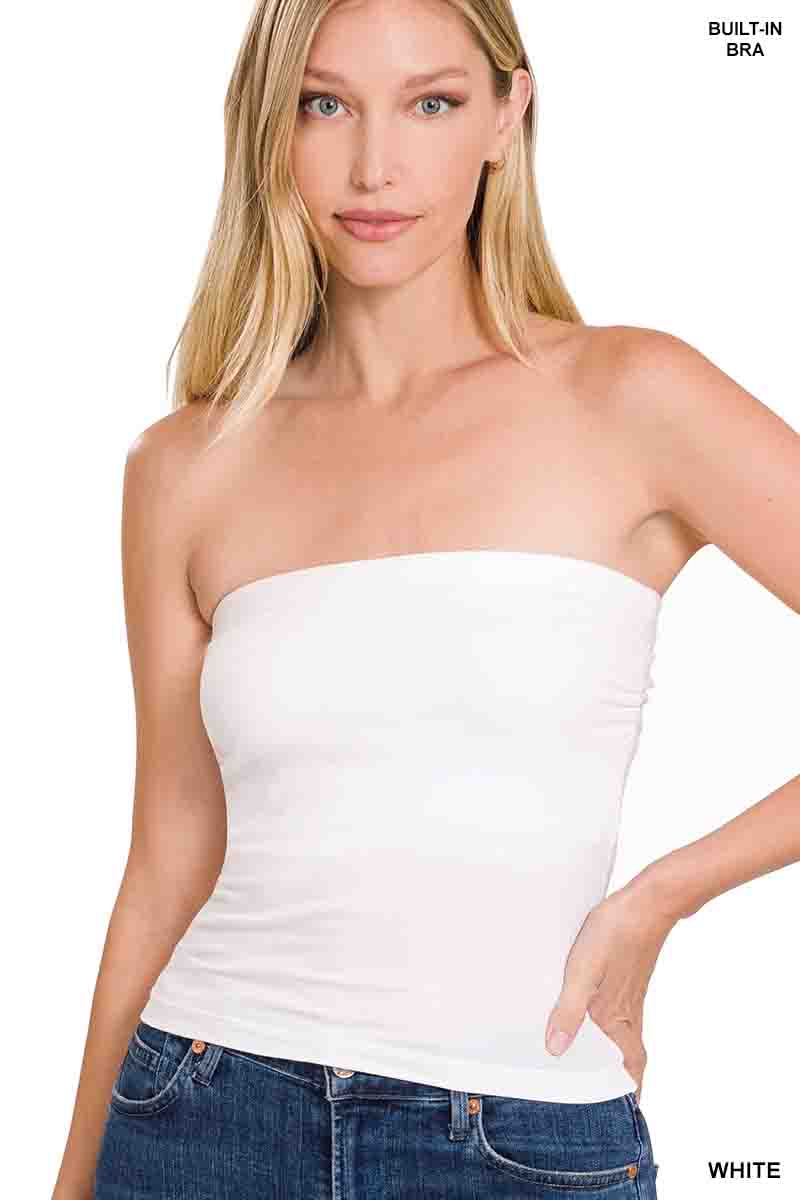 Cotton Tube Built-in Bra Top