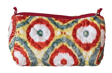 Quilted Cotton Velvet Zip Pouch, 9 in | Creative Co-op