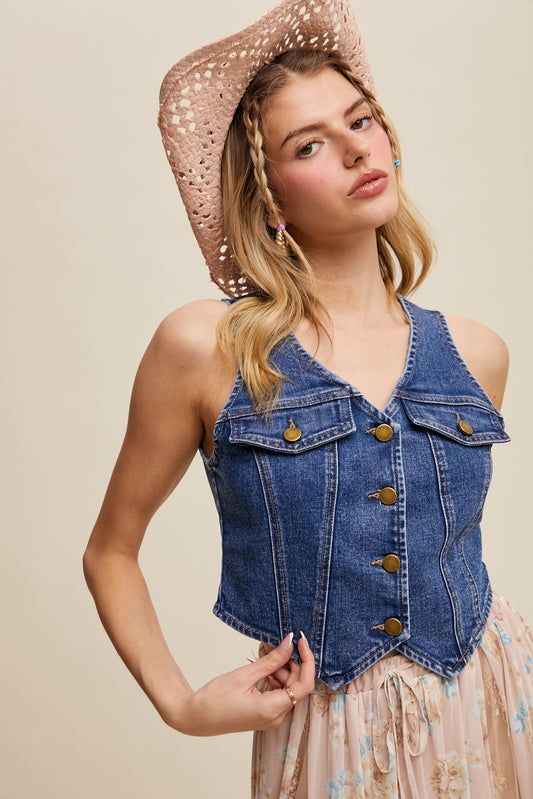 Vintage-Inspired Denim Vest