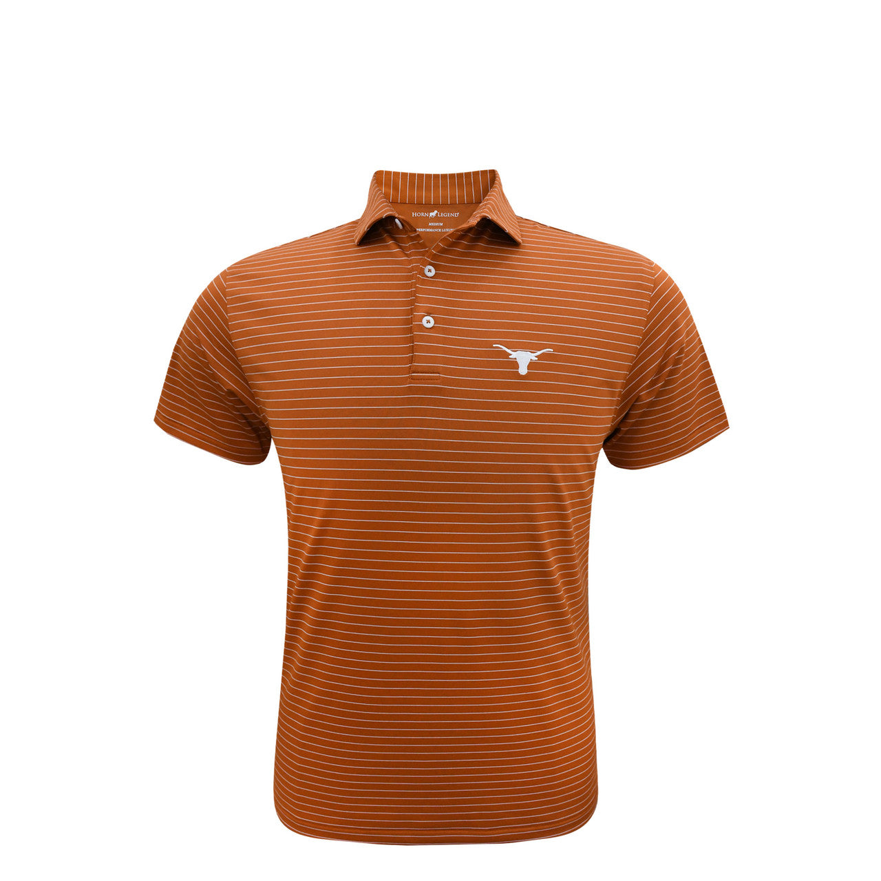 Texas Longhorns Burnt Orange 3/8 Stripe Performance Polo by Horn Legend