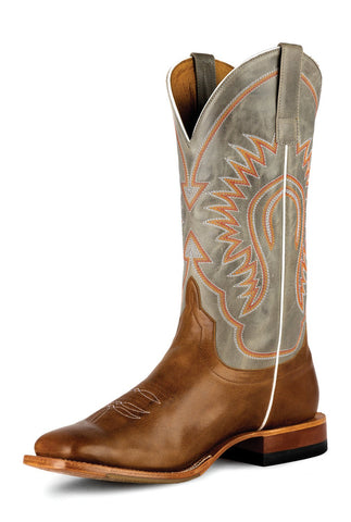 Brown Smooth Leather Cowboy Boots with 13" Grey Top by Horse Power