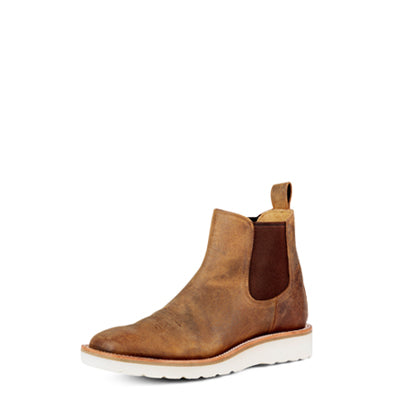 Distressed Bison Mid Boots with Cream Swedge Sole