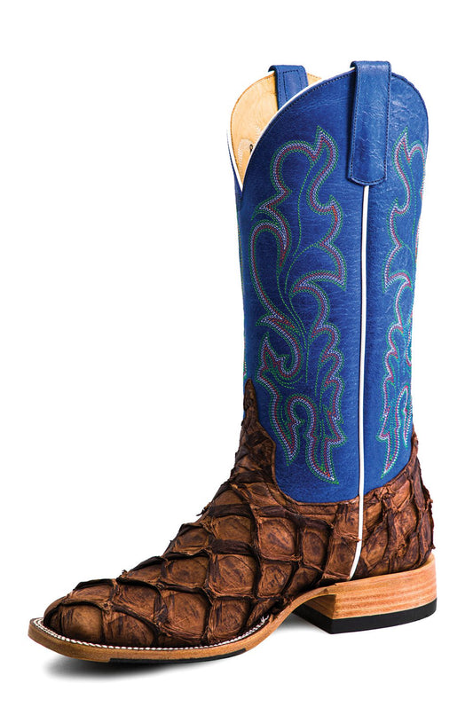 Cigar Matte Big Bass Cowboy Boots with Royal Blue Sinsation Top by Horse Power