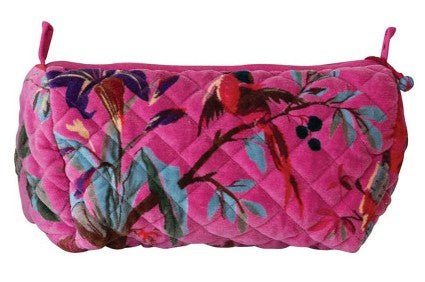 Quilted Cotton Velvet Zip Pouch, 9 in | Creative Co-op