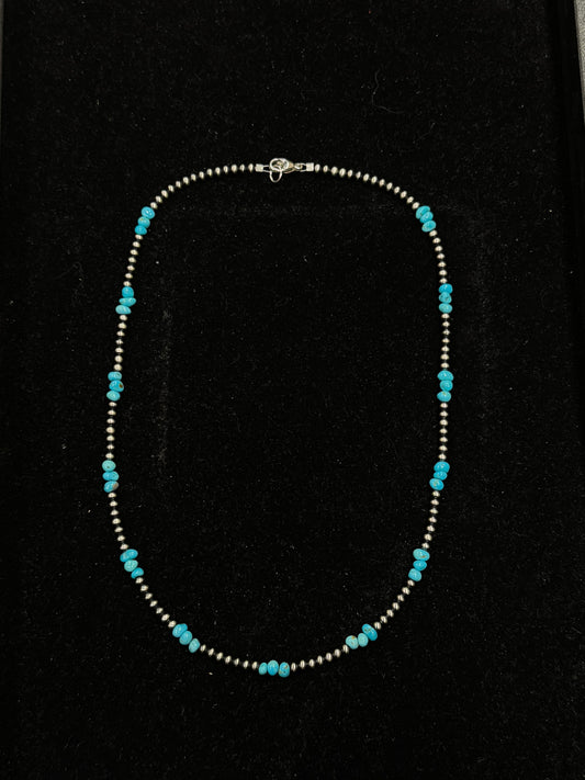 16" Navajo Pearls and Turquoise Necklace