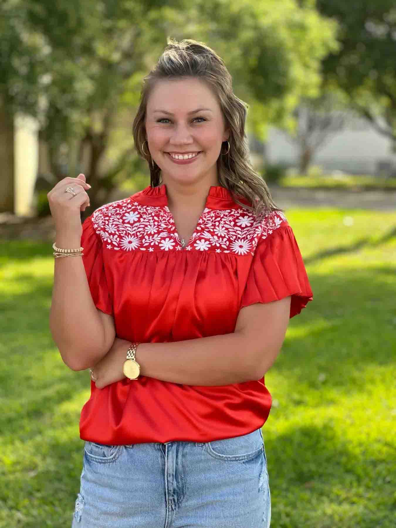 Ronda Embroidered Top by Washco Apparel