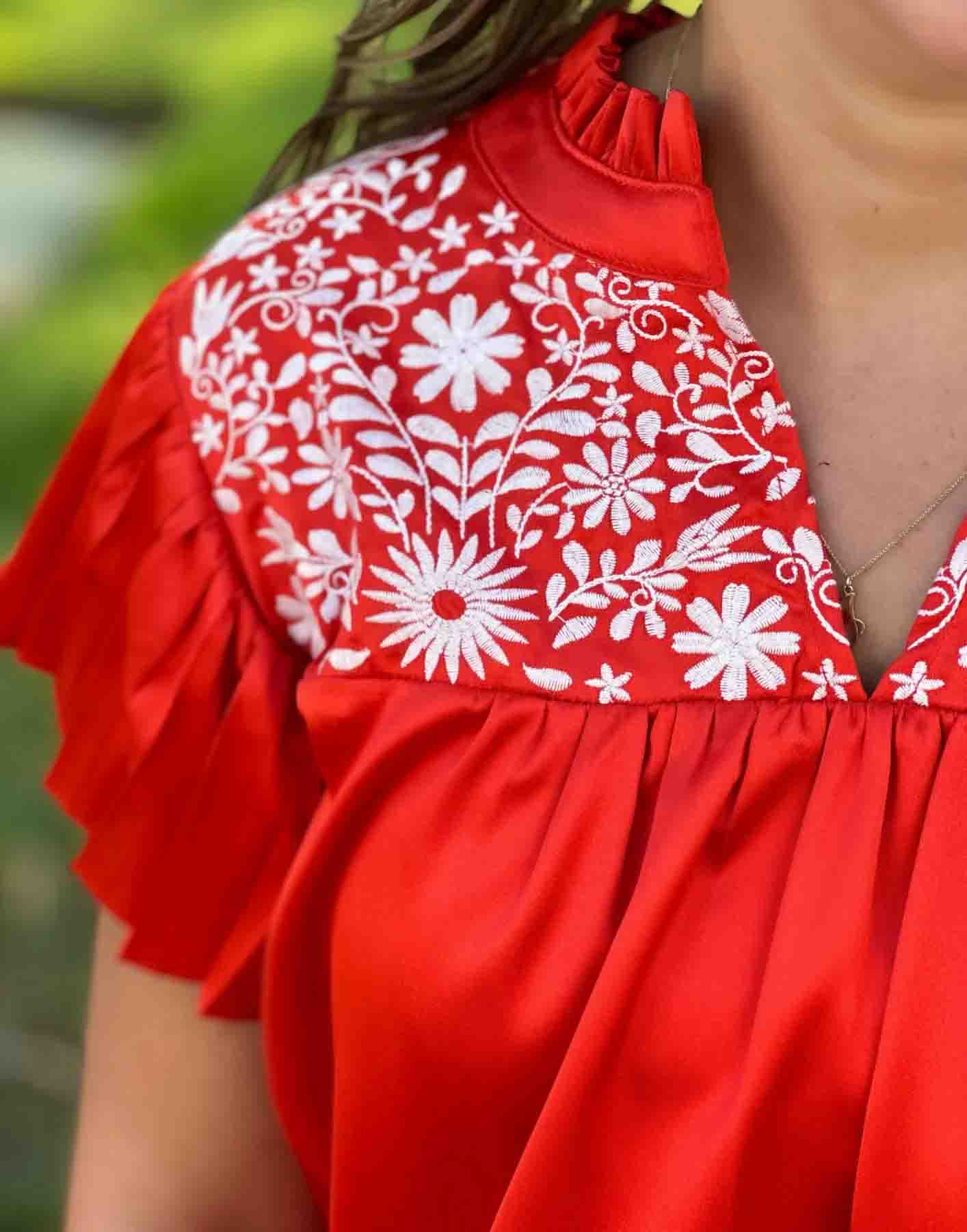 Ronda Embroidered Top by Washco Apparel