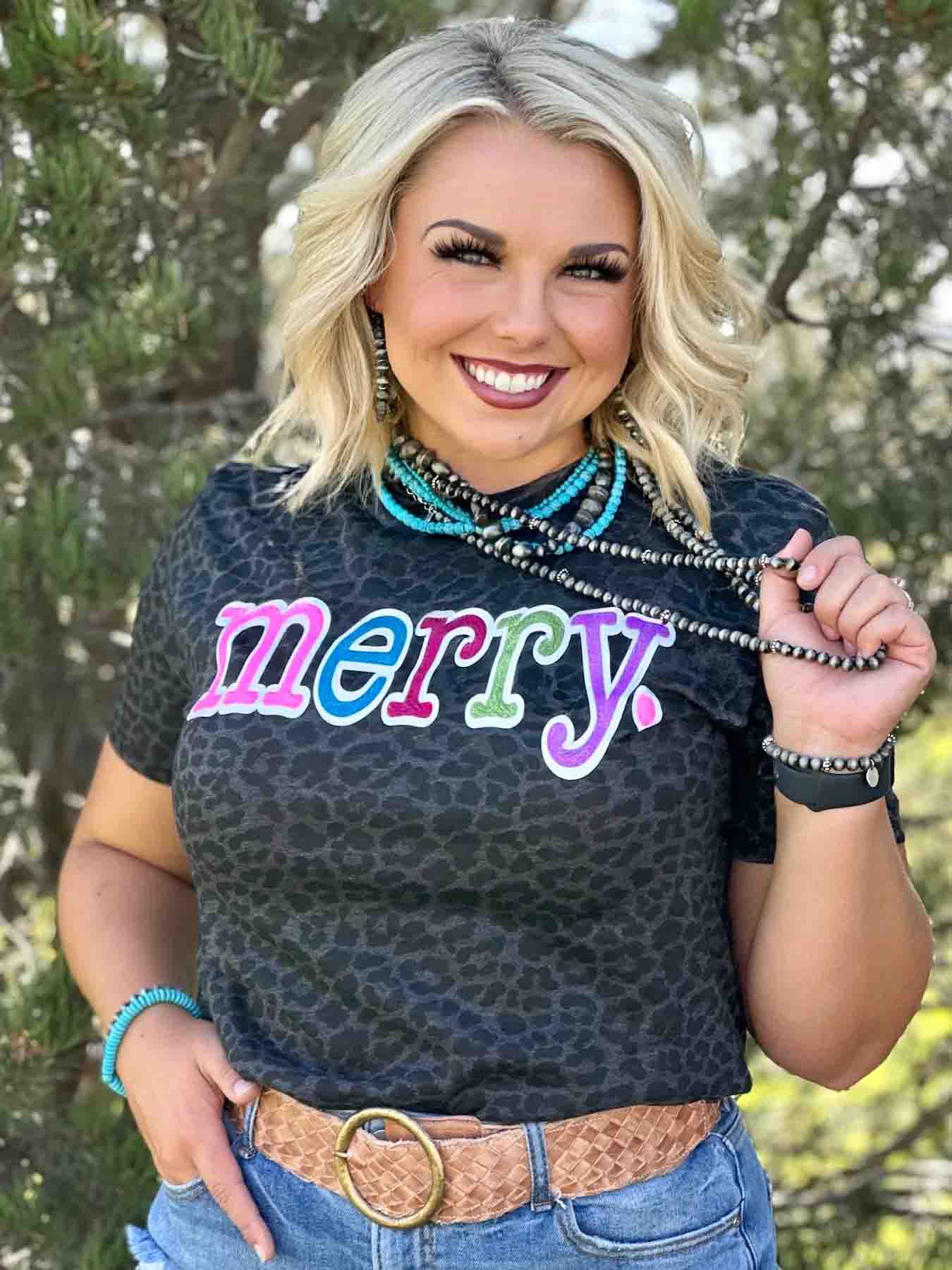 Merry in Colorful Glitter Tee