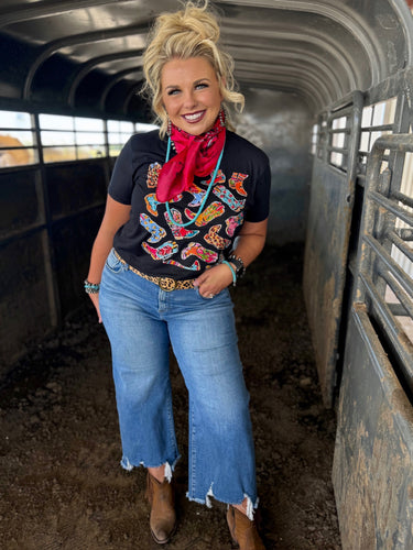 Barbara's Boot Scootin' Tee in Black by Texas True Threads