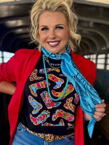 Barbara's Boot Scootin' Tee in Black by Texas True Threads