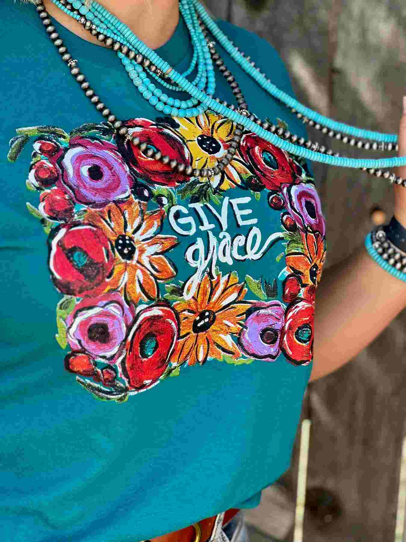 Give Grace Tee on Jade by Texas True Threads