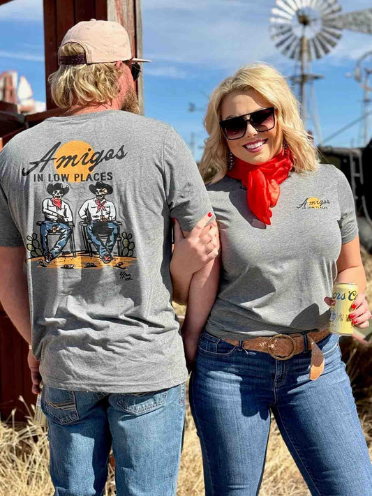 Amigos in Low Places TriBlend Tee in Grey by Texas True Threads