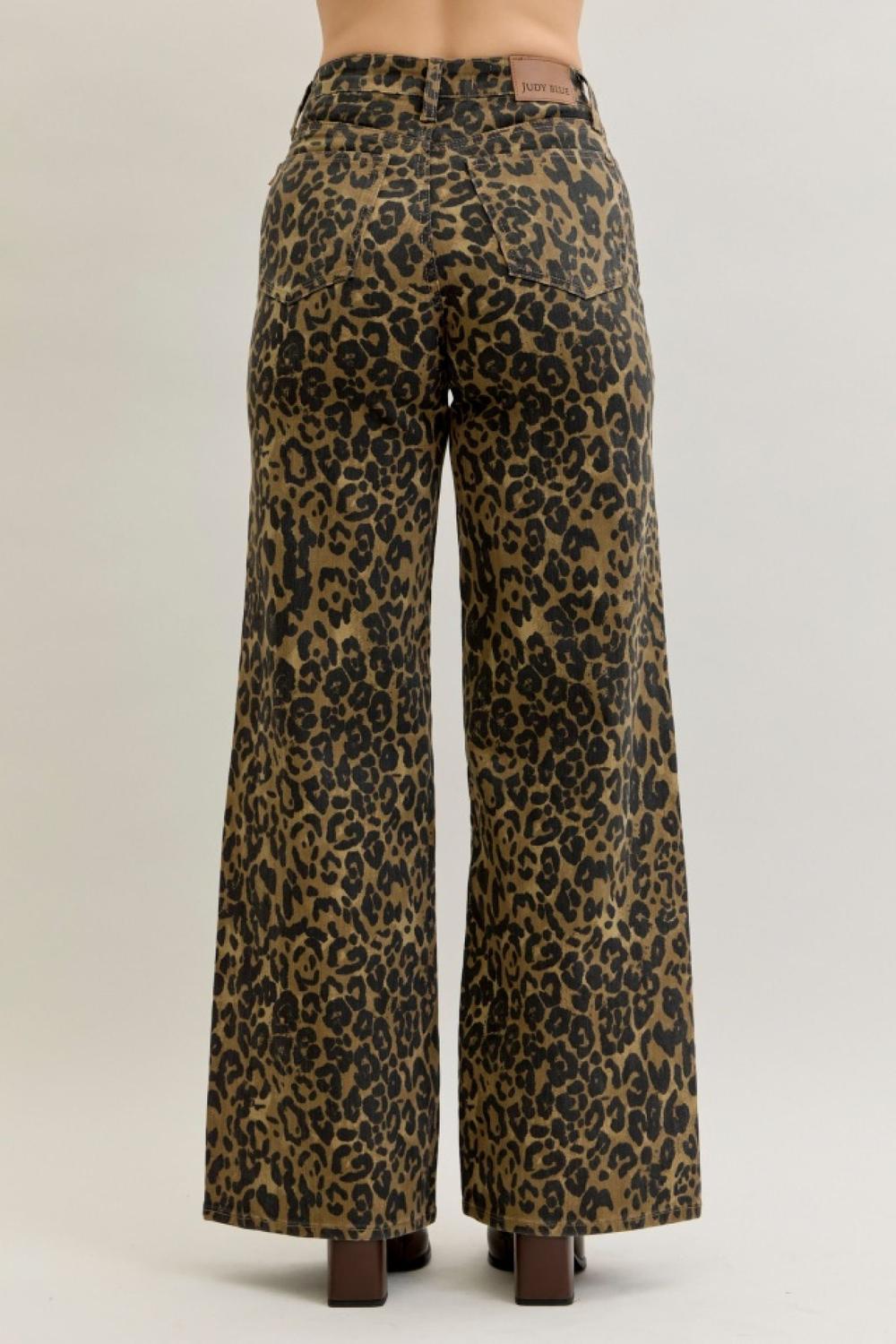 Highwaisted Bootcut Leopard Print Jeans by Judy Blue